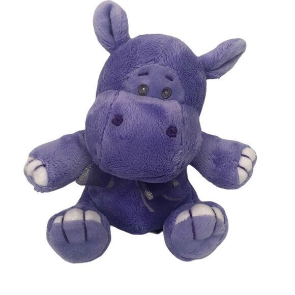 Balloons for you Soft plush Purple/Lavender Baby Hippo rattle Inside Sewn Eyes‎ - Picture 1 of 12